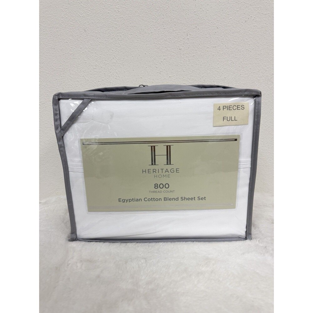 Heritage Home 800 TC Egyptian Cotton Blend FULL Sheet Set NEW White